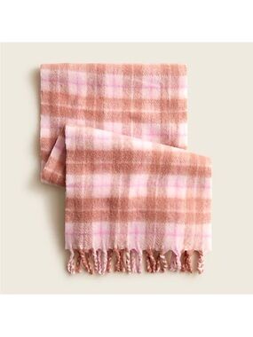 J. Crew Pink and Tan Plaid Chunky Scarf